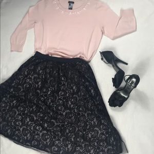 EXPRESS High Waist Tulle Lace Midi Skirt Sz.6